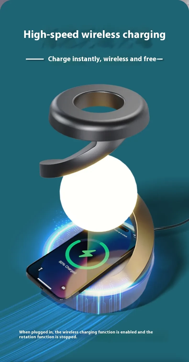 Rotating Moon Desk Lamp β Wireless Charging & Sensor Control