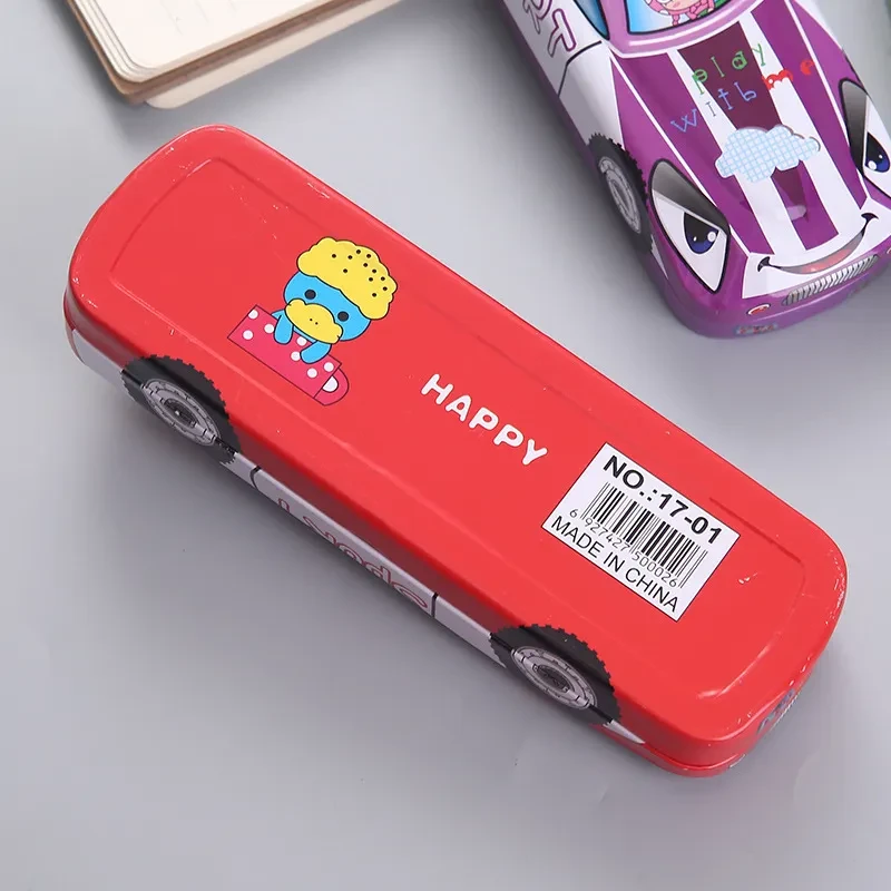 Cartoon Car-Shaped Metal Pencil Case