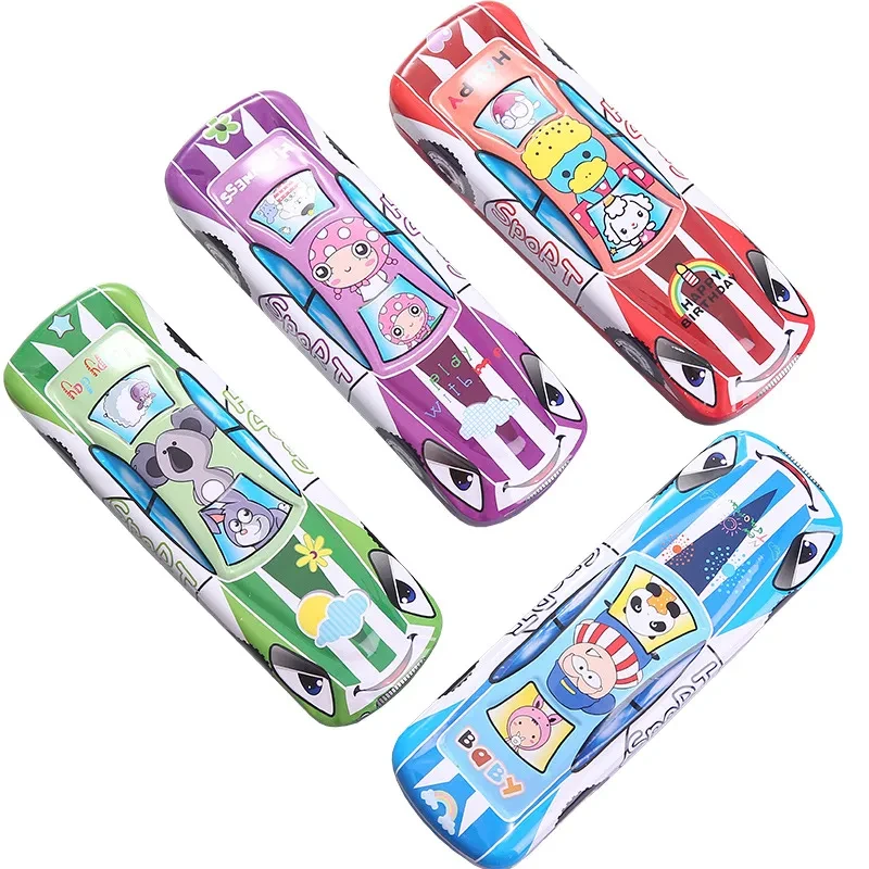Cartoon Car-Shaped Metal Pencil Case