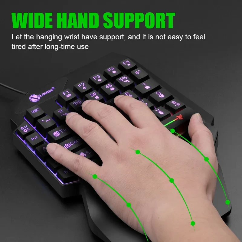 RGB One-Handed Gaming Keyboard – Mechanical with Mouse Converter