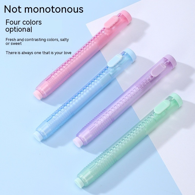 Push-Type Traceless Eraser for Kids – Auto Pencil Eraser, PVC