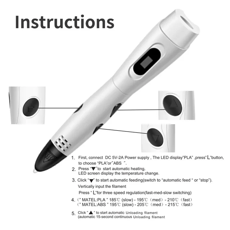 3D Printing Pen with Flash & Sound – DIY Art Tool with USB & PLA Kit
