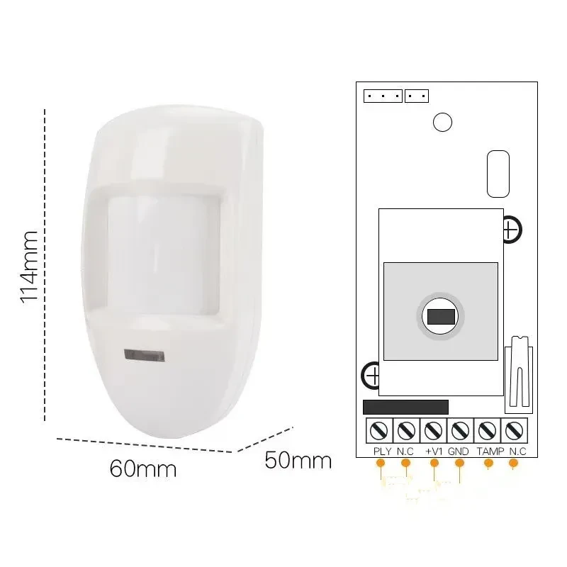 Wired PIR Motion Sensor – Wall Mounted Infrared Alarm for Home Security