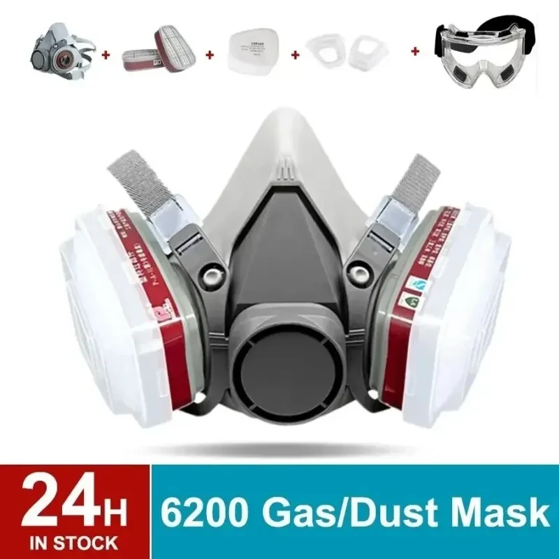 Reusable Gas Mask – Half Face Respirator with Filters & Anti-Fog Goggles