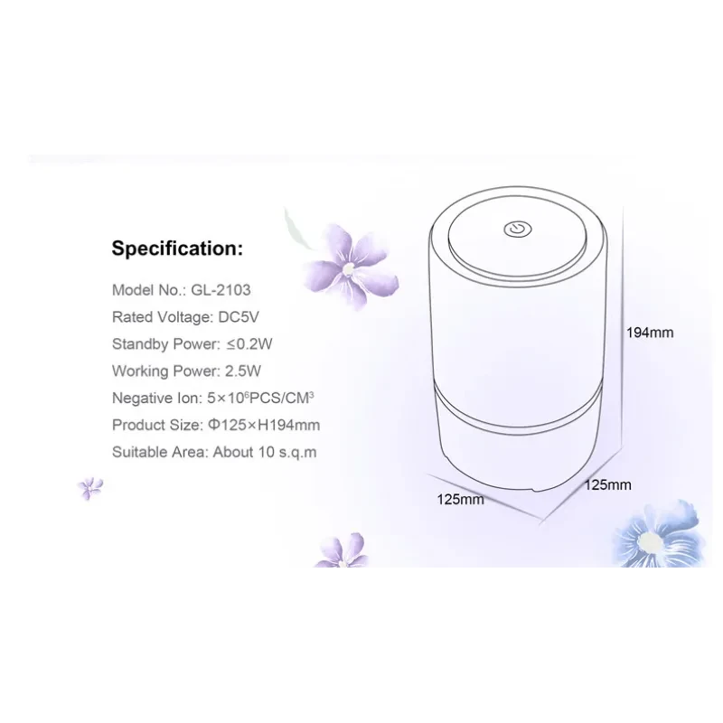 USB Desktop Air Freshener – Anion Purifier for Home & Office