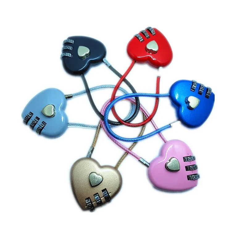 Peach Heart Wire Rope Lock
