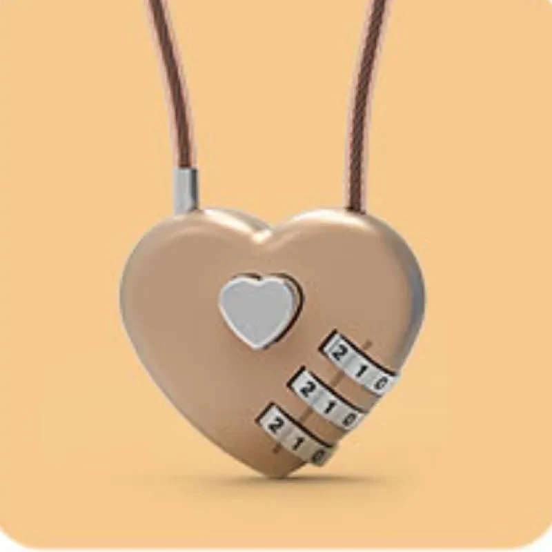 Peach Heart Wire Rope Lock