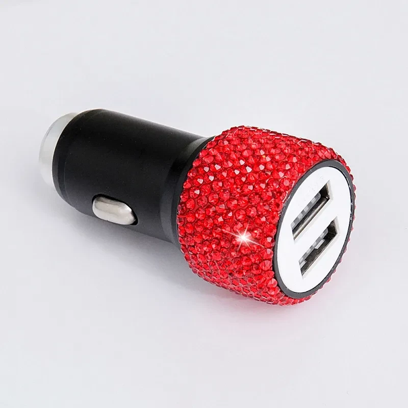 Diamond Car Charger with Safety Hammer – Dual USB Fast Charging