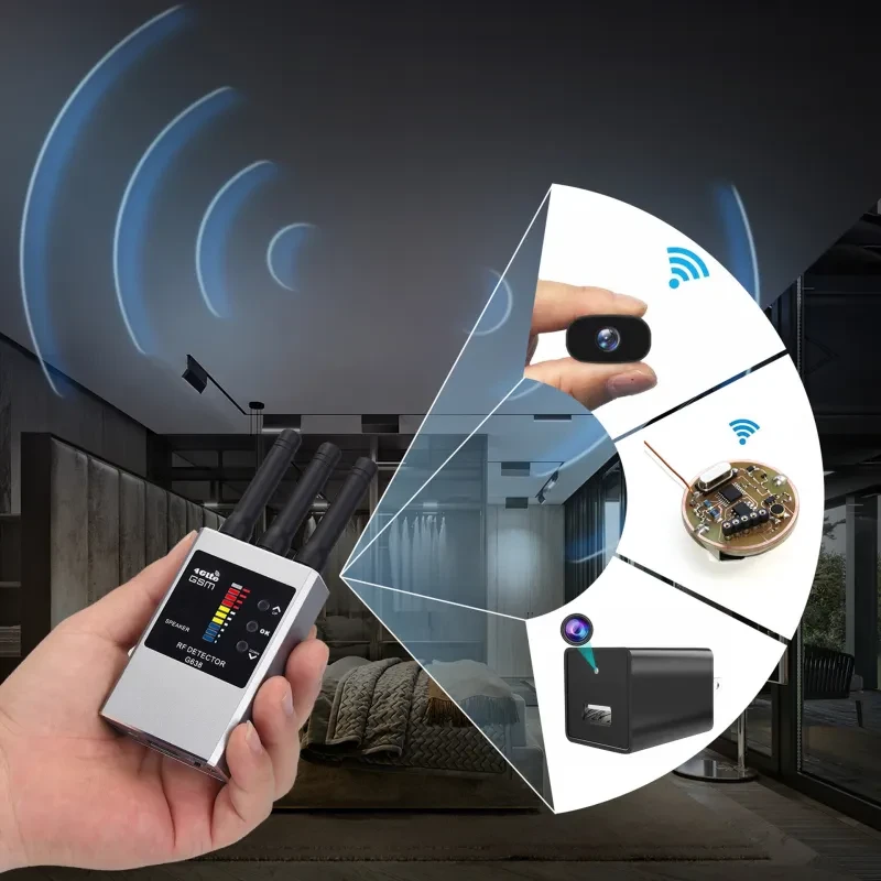 RF Bug Detector – Hidden Camera & Spy Device Finder with LED Alarm