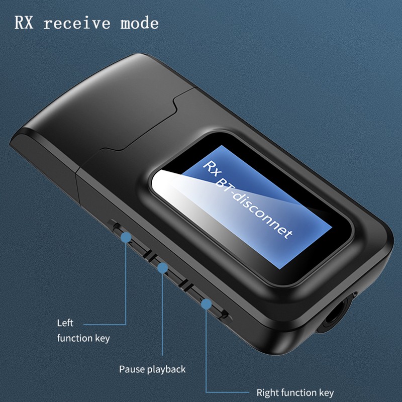 Bluetooth 5.0 Audio Transmitter & Receiver with Screen Display
