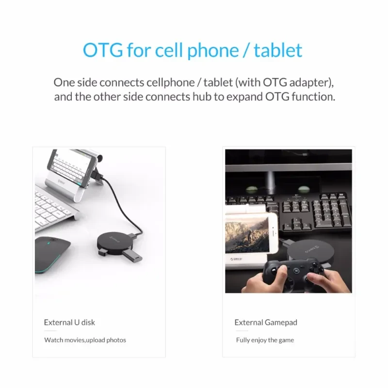 High-Speed ORICO USB Hub – 4 USB 3.0 Ports with OTG & Charging