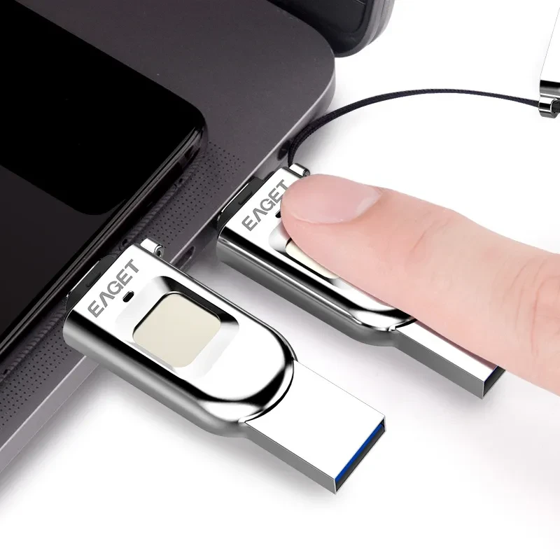 Fingerprint USB Drive – Dual USB + Type-C Encrypted U Disk