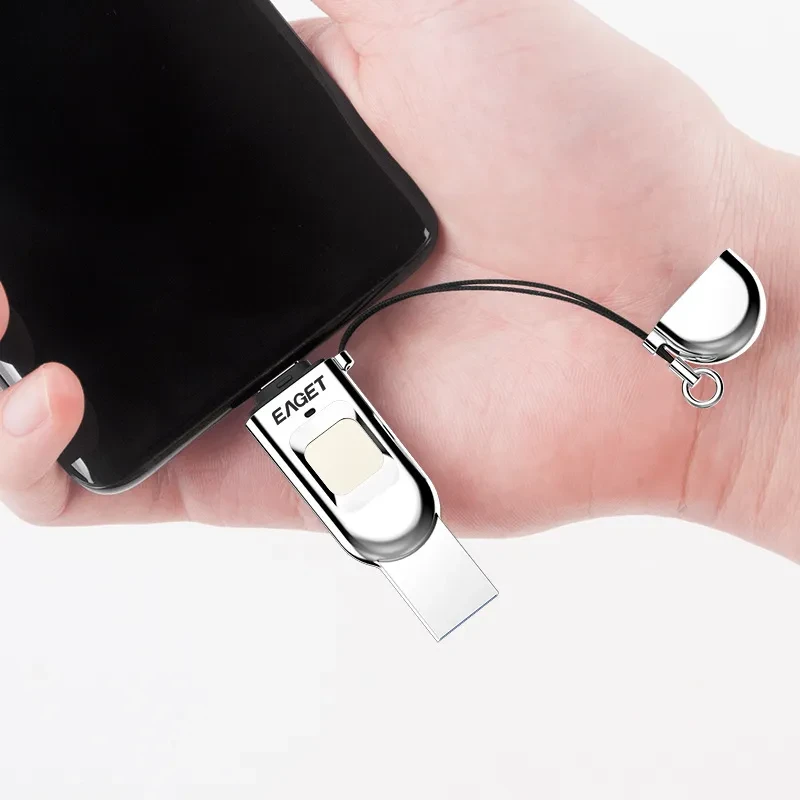 Fingerprint USB Drive – Dual USB + Type-C Encrypted U Disk