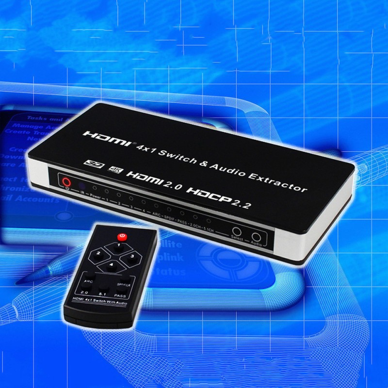 4-in-1 HDMI Switch with Audio Out – 4K HD Video & Remote Control