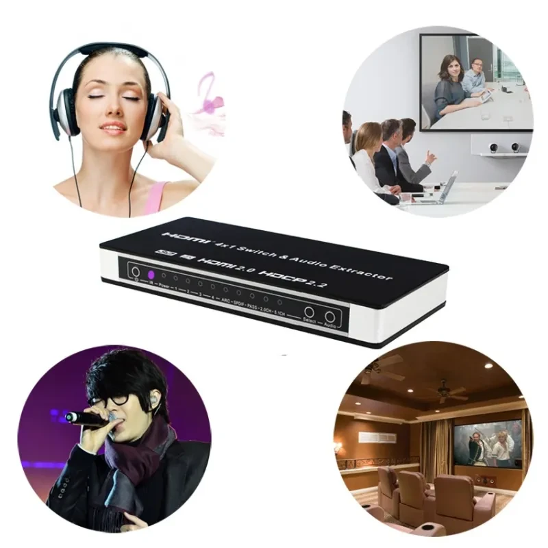4-in-1 HDMI Switch with Audio Out – 4K HD Video & Remote Control