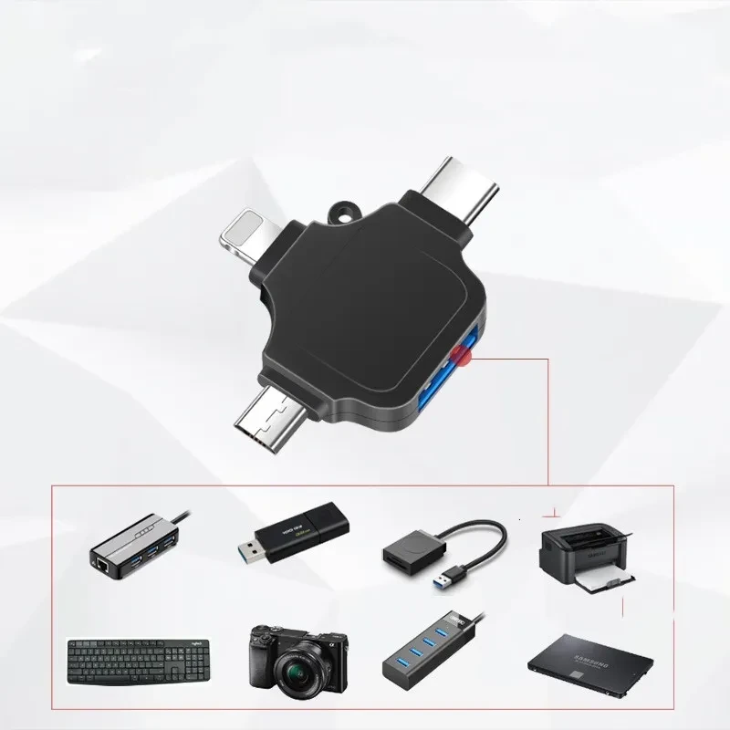 3-in-1 OTG Adapter – USB Converter for Android, Type-C & Apple Devices