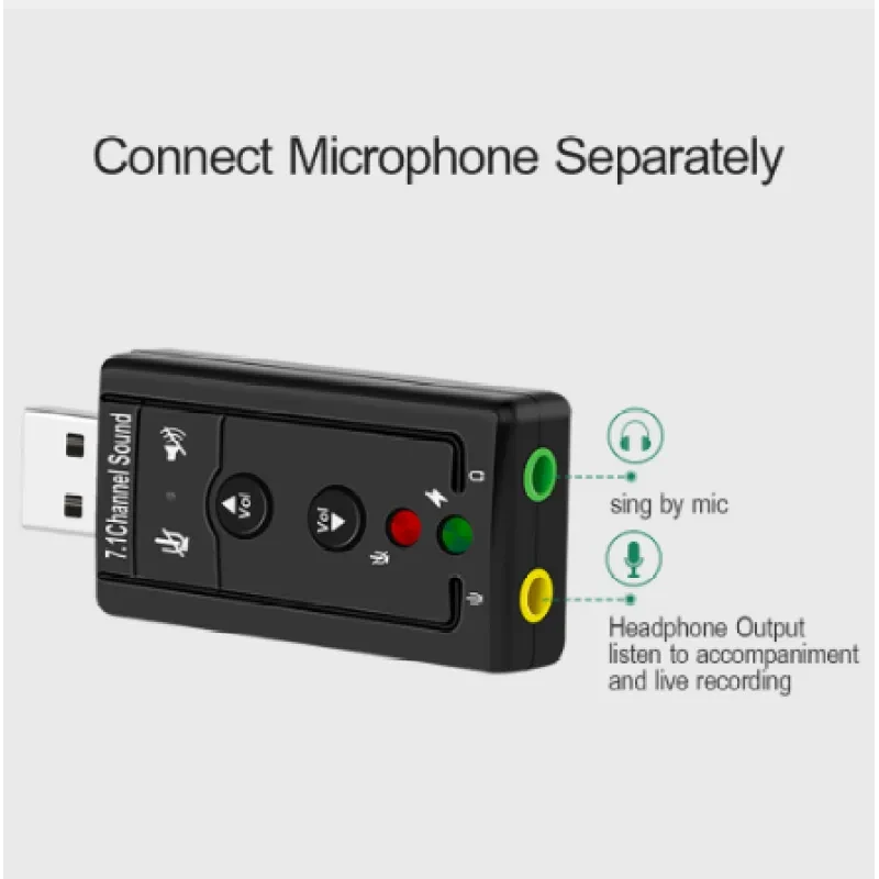 7.1 USB Sound Card Adapter – External Audio Interface for PC & Laptop