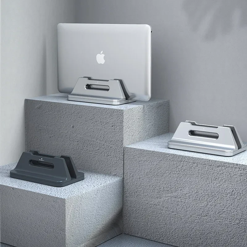 Aluminum Vertical Laptop Stand – Adjustable Storage Bracket for Desk