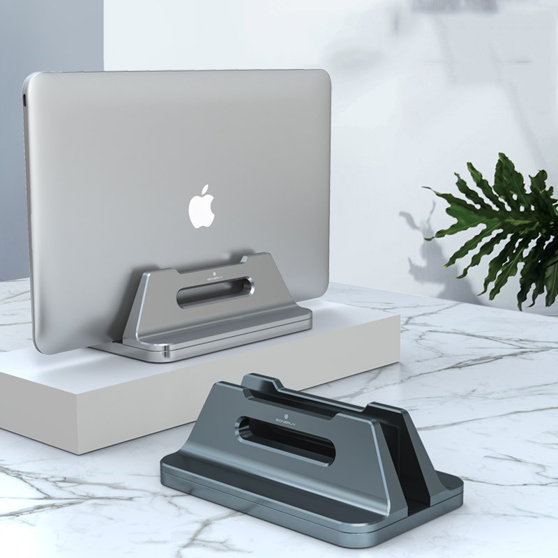 Aluminum Vertical Laptop Stand – Adjustable Storage Bracket for Desk