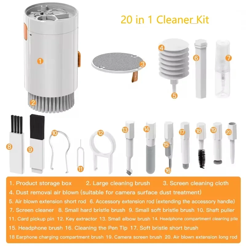 20-in-1 Electronic Cleaner Kit – Screen, Keyboard, Earbuds, & Devices