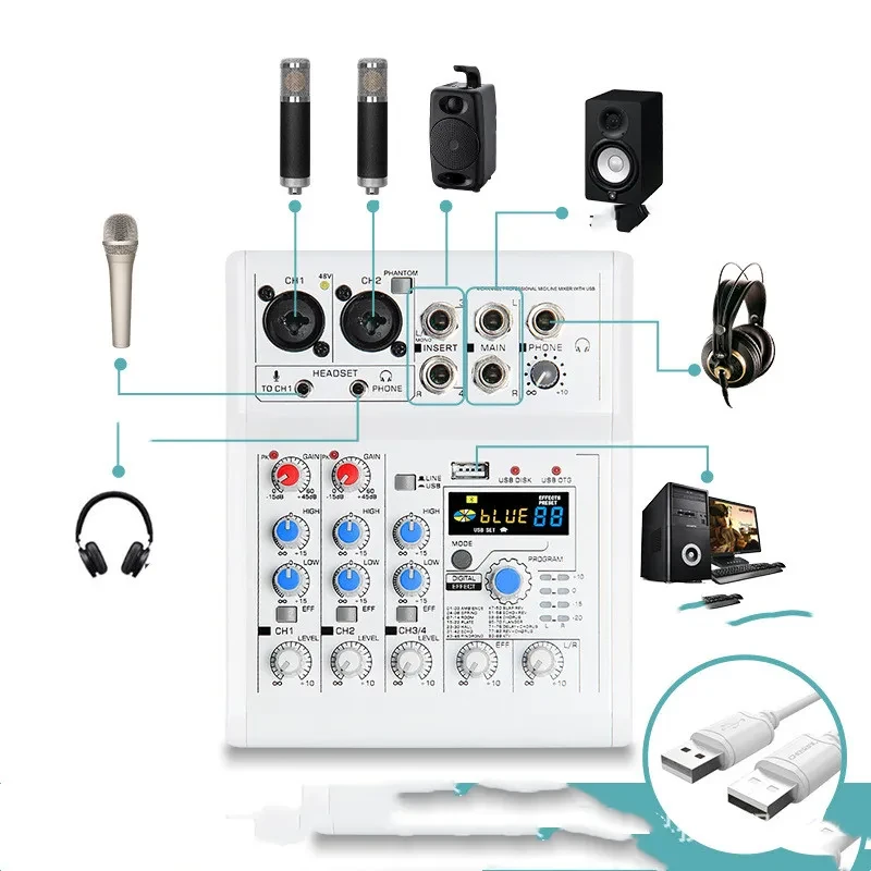 Mancheze4 Mini 4-Channel USB Mixer