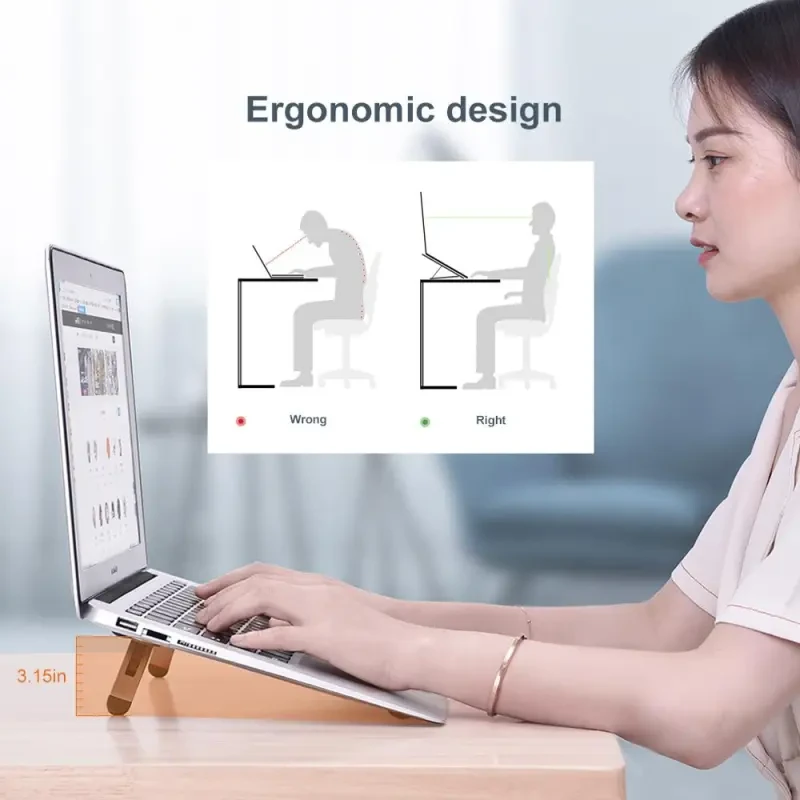 Aluminum Laptop Stand Riser – Slim Metal Notebook Height Bracket