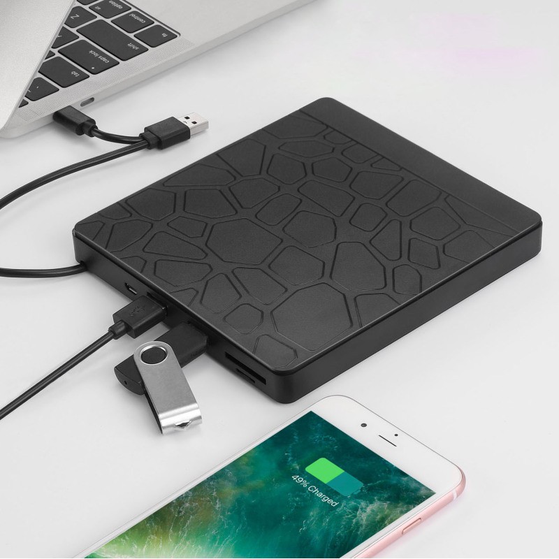 5-in-1 External DVD Drive – Dual Interface CD/DVD Recorder for Laptop