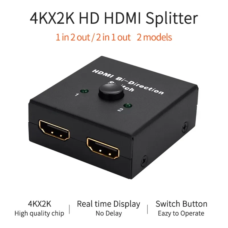 HDMI Bi-Directional Switch – 2 In 1 Out or 1 In 2 Out 4K Support