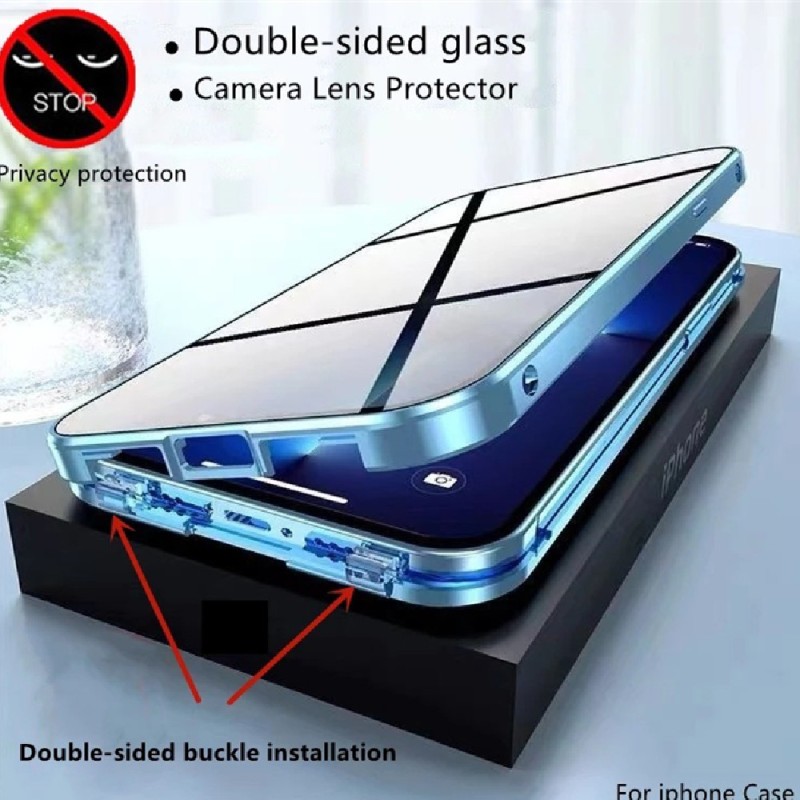 Magneto Privacy Glass iPhone 15 Plus Case – Anti-Spy Metal Cover