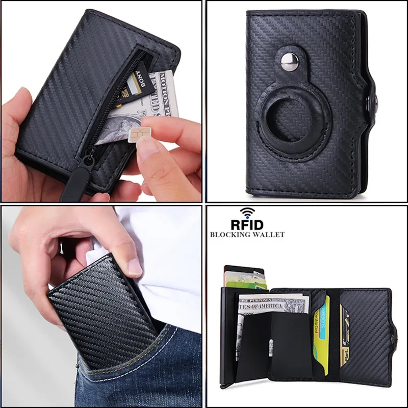 Multifunction Airtag Card Holder Wallet for Men PU Leather Short
