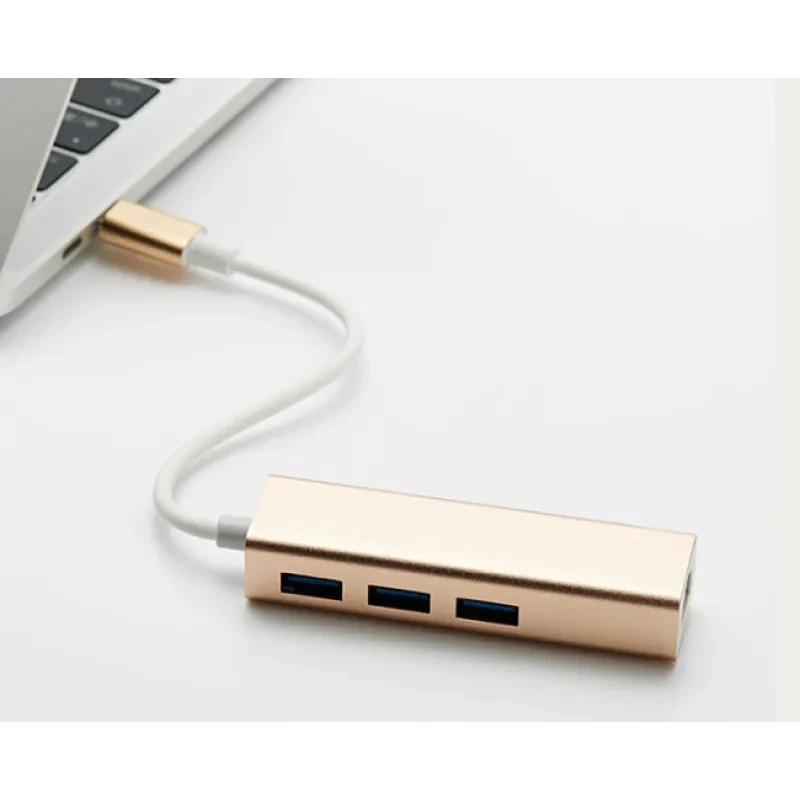 Smart USB to RJ45 Converter – Type-C Compatible + USB Hub