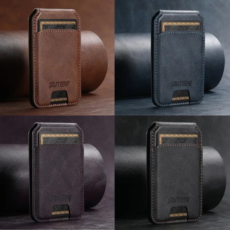 Magnetic Card Holder for Android PU Leather Stand MagSafe Ring