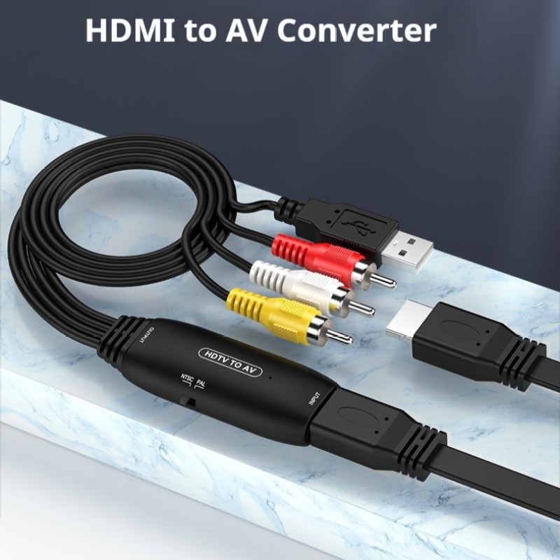 HDMI to AV Converter Cable – 1080p Monitor/Projector Adapter