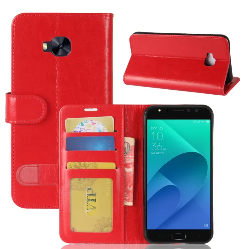 Crazy Horse Leather Wallet Case for Asus Zenfone 4 Selfie Pro