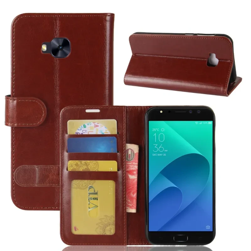 Crazy Horse Leather Wallet Case for Asus Zenfone 4 Selfie Pro