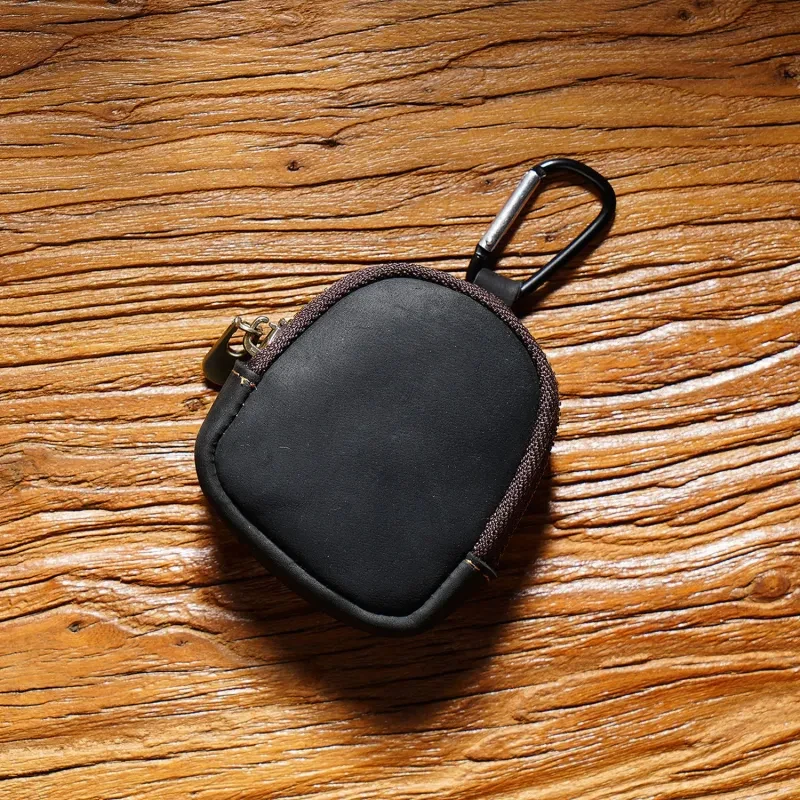Retro Cowhide Zipper Wallet – Small Genuine Leather Shell Purse