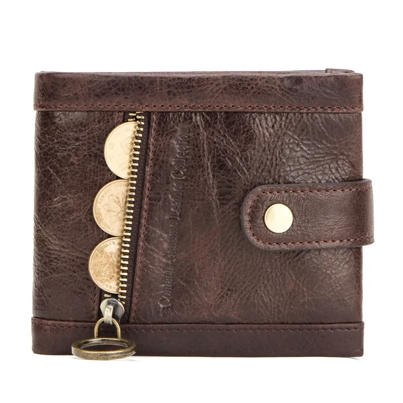 RFID Anti-Theft Cowhide Men's Wallet – Trendy Bifold Design