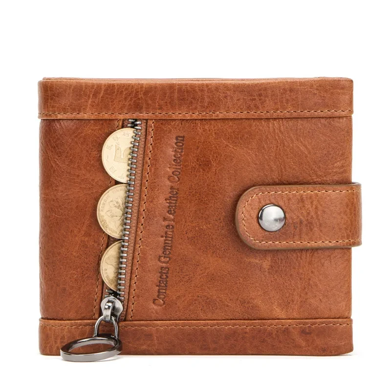 RFID Anti-Theft Cowhide Men's Wallet – Trendy Bifold Design
