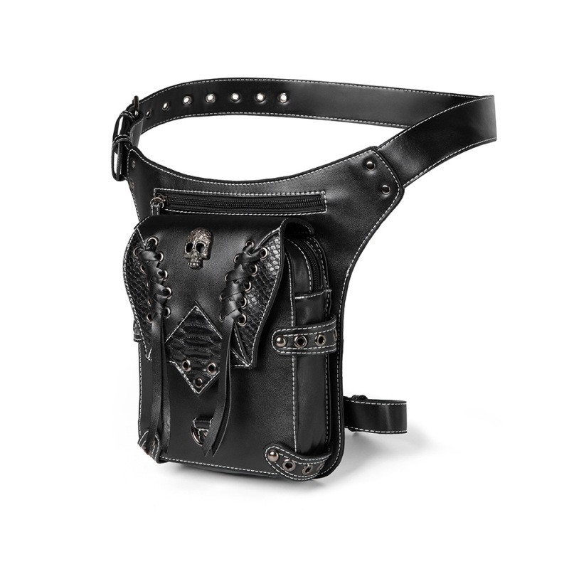 Retro PU Leather Motorcycle Waist Bag – Mens & Womens Crossbody