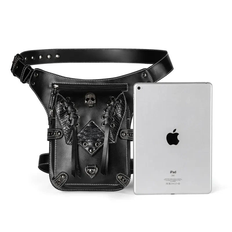 Retro PU Leather Motorcycle Waist Bag – Mens & Womens Crossbody