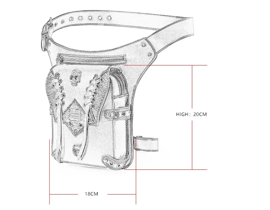 Retro PU Leather Motorcycle Waist Bag – Mens & Womens Crossbody
