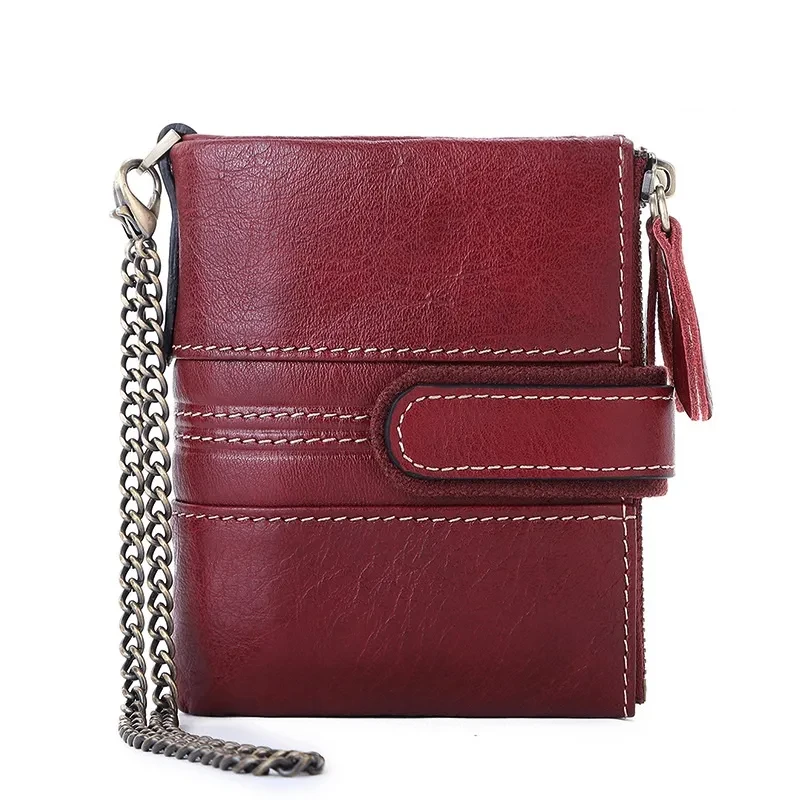 Genuine Leather Anti-Theft Wallet – Zipper Coin Purse for Men