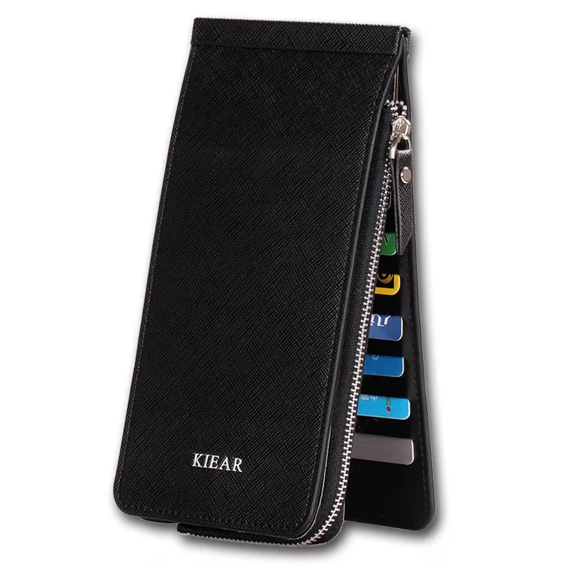 Unisex PU Leather Card Holder Wallet – Large Capacity & Zippered