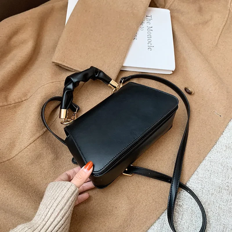 Textured Small Messenger Bag – Women's PU Fashion Shoulder Bag