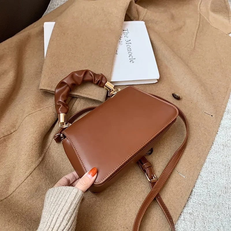 Textured Small Messenger Bag – Women's PU Fashion Shoulder Bag