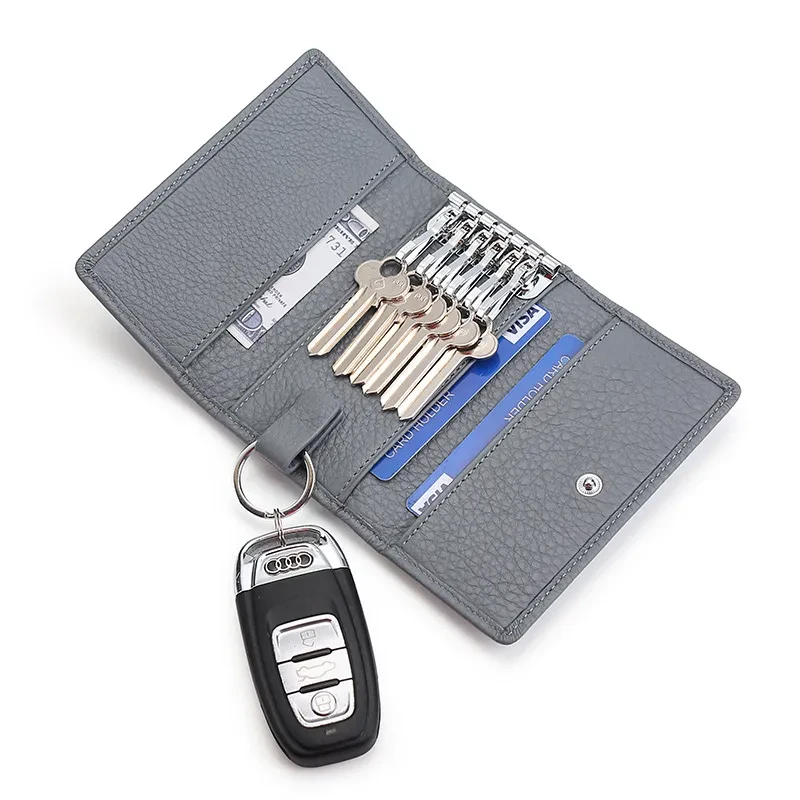 Cowhide Leather Key Case – Multi-Function Coin & Car Key Holder