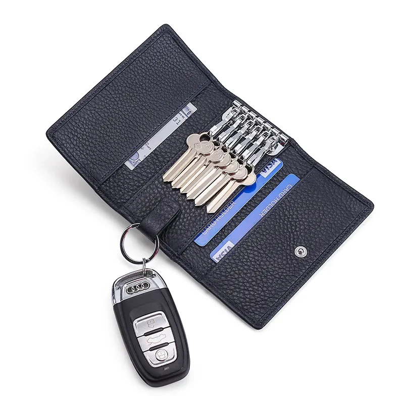 Cowhide Leather Key Case – Multi-Function Coin & Car Key Holder