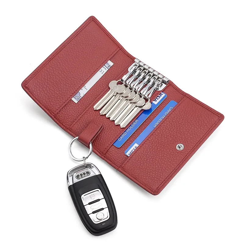 Cowhide Leather Key Case – Multi-Function Coin & Car Key Holder