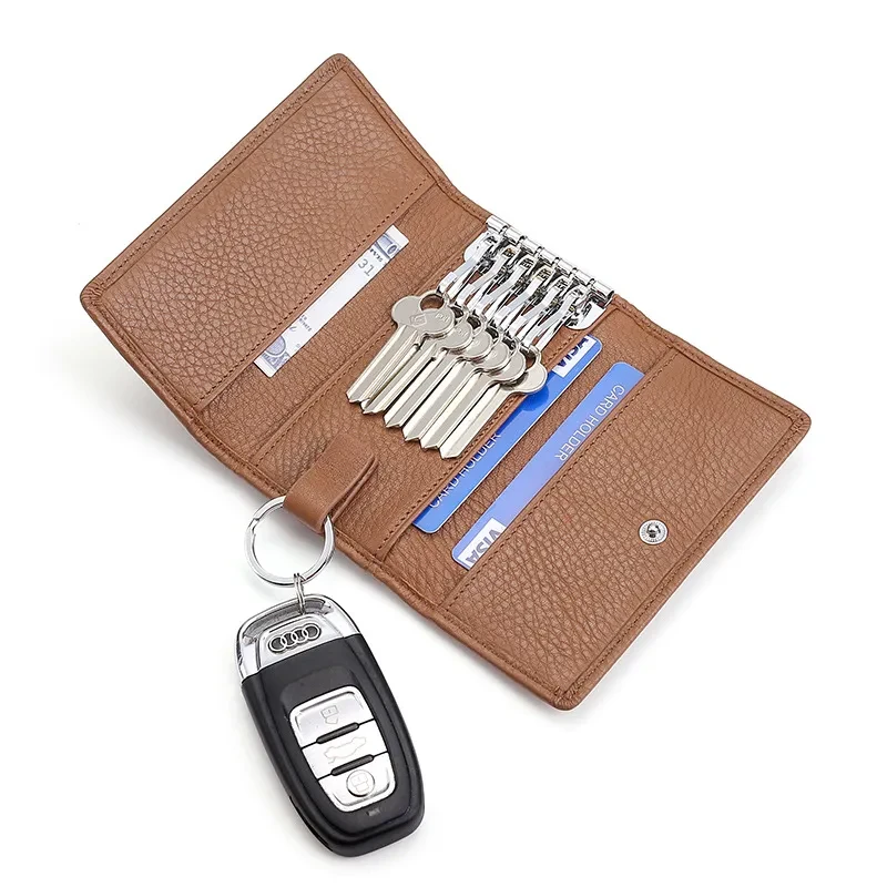 Cowhide Leather Key Case – Multi-Function Coin & Car Key Holder
