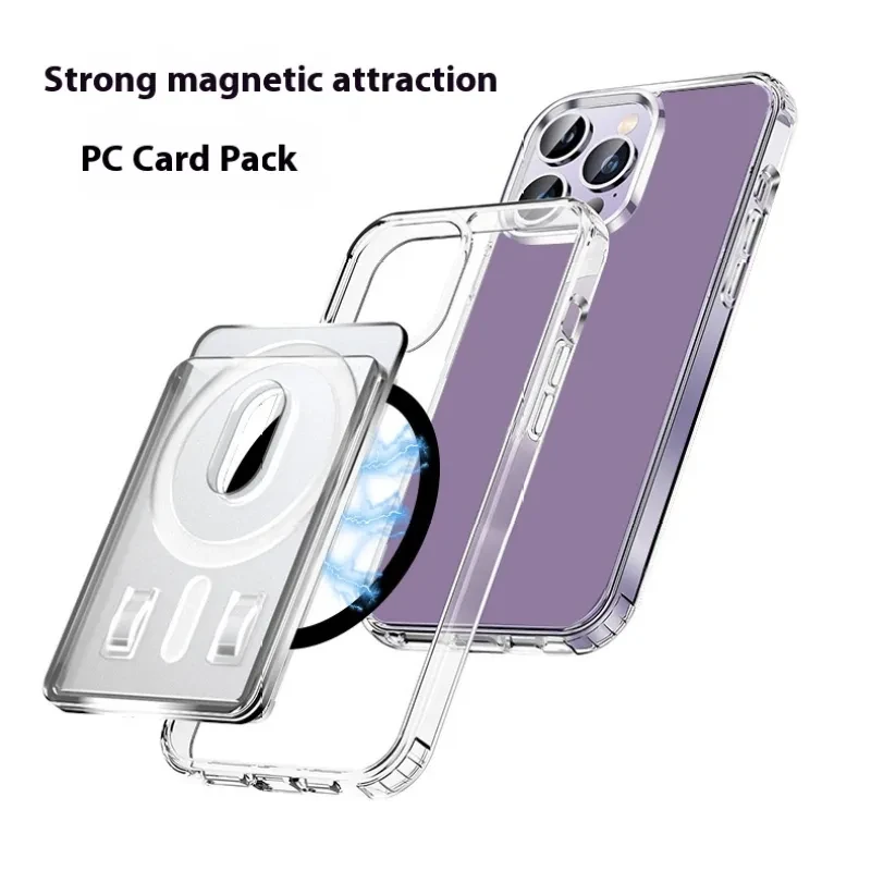 Transparent Magnetic Phone Card Holder – PC Sticker Wallet Case